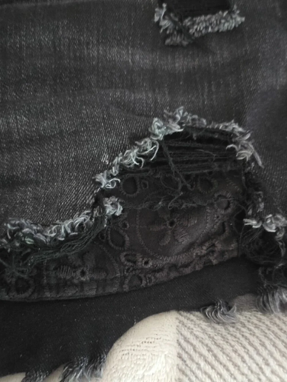 American Eagle Outfitters Black Distressed Denim Cutoff Shorts